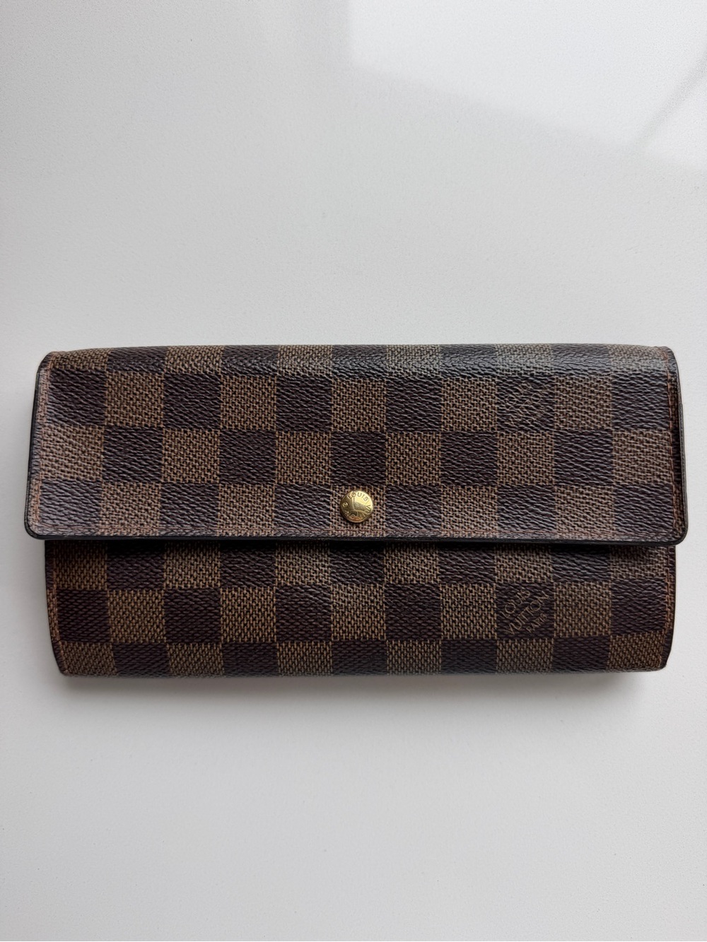 Authentic Louis Vuitton Damier Ebene Portefeulle Sarah Long Wallet